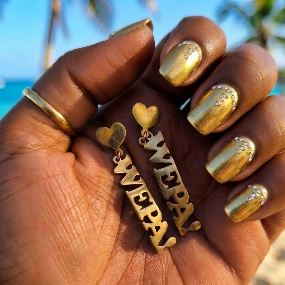 Puerto Rico waterproof Wepa earrings :  drop heart studs