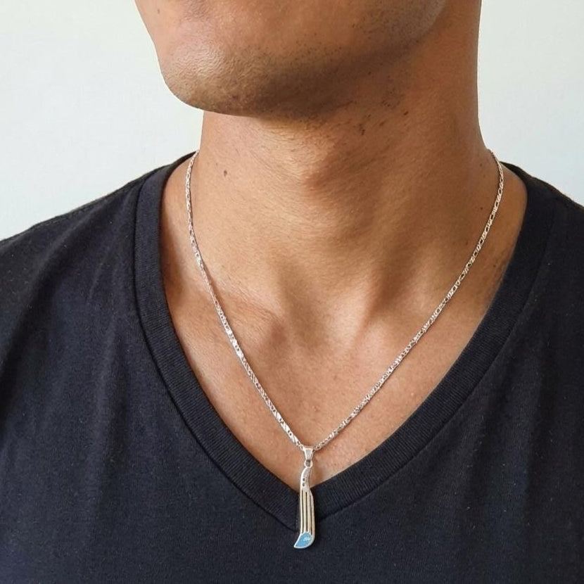Puerto Rico silver machete flag charm necklace: Stainless Steel, Unisex, Tarnish Free (18" or 20") Boricua waterproof jewelry
