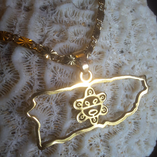 Taino Sun necklace : handmade gold unisex Puerto Rico chain