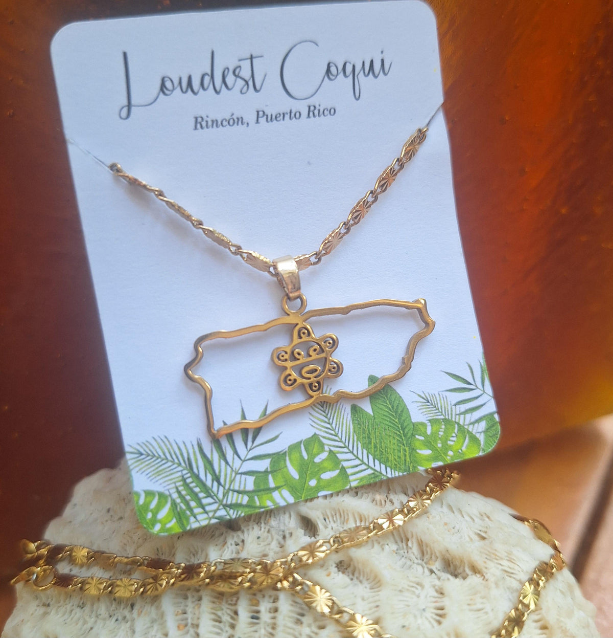 Taino Sun necklace : handmade gold unisex Puerto Rico chain