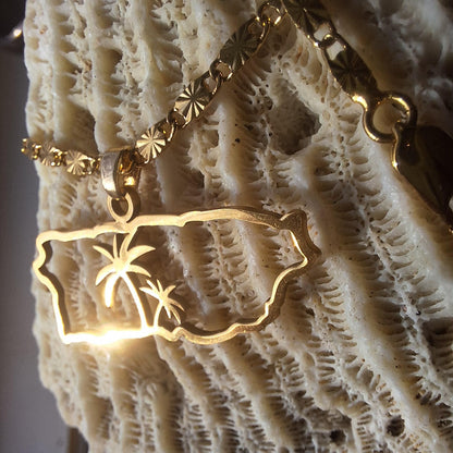 Puerto Rico necklace : handmade gold palm tree unisex chain