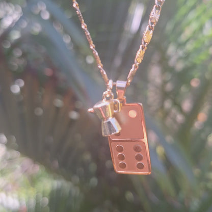 Waterproof Dominos y Cafecita Puerto Rico handmade gold uniesex necklace